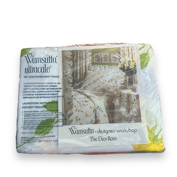 Vintage CHRISTIAN DIOR Wamsutta THE DIOR ROSE Single Twin Flat Sheet - Picture 2 of 7